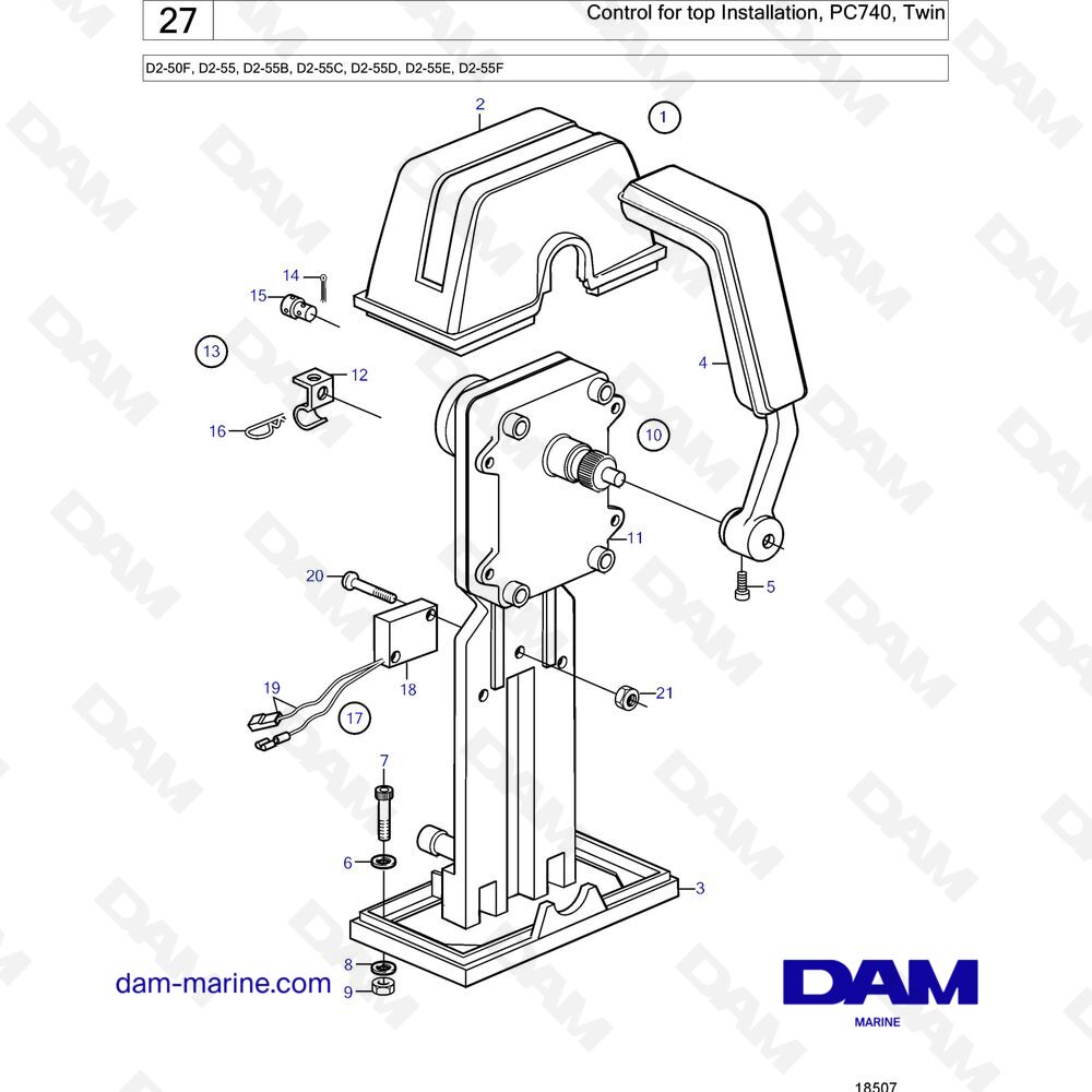 Spare parts and exploded views for Volvo Penta D255